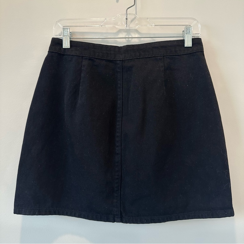 L’AGENCE Kris Denim Mini Skirt Noir Black Short Goth Grunge Valentines Date Sexy - Picture 3 of 7
